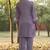 purple floral embroidered regular thread work  cotton kurta with trousers