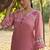 pink floral embroidered regular thread work  cotton kurta with trousers