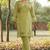 green floral embroidered regular thread work  cotton kurta with trousers