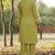 green floral embroidered regular thread work  cotton kurta with trousers