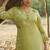 green floral embroidered regular thread work  cotton kurta with trousers