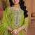 green ethnic motifs embroidered regular zari work kurta with trousers & with dupatta