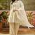 white embroidered  cotton square neck short anarkali & palazzos with dupatta