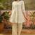 white embroidered  cotton square neck short anarkali & palazzos with dupatta