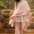 pink embroidered  cotton square neck short anarkali & palazzos with dupatta