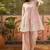 pink embroidered  cotton square neck short anarkali & palazzos with dupatta