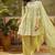 green embroidered  cotton square neck short anarkali & palazzos with dupatta