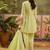 green embroidered  cotton square neck short anarkali & palazzos with dupatta