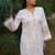 white embroidered  cotton v-neck kurti & salwar