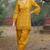 mustard embroidered  cotton v-neck kurti & salwar