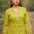 green embroidered  cotton v-neck kurti & salwar
