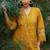 mustard embroidered  cotton v-neck kurti & salwar