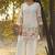 cream embroidered  cotton round neck kurti & trousers
