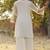 cream embroidered  cotton round neck kurti & trousers