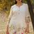 cream embroidered  cotton round neck kurti & trousers