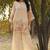 peach embroidered  cotton round neck kurti & trousers
