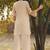 peach embroidered  cotton round neck kurti & trousers