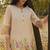 peach embroidered  cotton round neck kurti & trousers