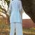 mint embroidered  cotton round neck kurti & trousers