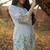 mint embroidered  cotton round neck kurti & trousers