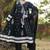 black embroidered  cotton v-neck anarkali set