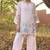 pink embroidered  cotton round neck kurti & trousers