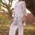 pink embroidered  cotton round neck kurti & trousers