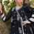 black embroidered  cotton v-neck anarkali set
