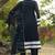 black embroidered  cotton v-neck anarkali set