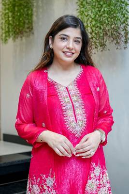 Women's Gorgeous Embroidery Work Chinon Silk Fabric Straight Kurta Pant with Koti Set 2
