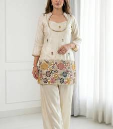 Women's Gorgeous Embroidery Work Chinon Silk Fabric Straight Kurta & Blouse With Palazzo Set