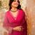 Women's Gorgeous Embroidery Work Viscose Chanderi Fabric Flared Anarkali Pant and Dupatta Set