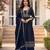 Women's Gorgeous Printed Work Vichitra Silk Fabric Flared Kurta Palazzo and Dupatta Set
