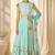 Sky Blue Silk Blend Embroidered Crop Top Lehengas