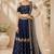 Navy Blue Silk Blend Embroidered Crop Top Lehengas