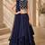 Navy Blue Silk Blend Embroidered Crop Top Lehengas