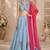 Blue Blended Cotton Embroidered Crop Top Lehengas