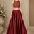Maroon Silk Blend Embroidered Crop Top Lehengas