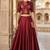 Maroon Silk Blend Embroidered Crop Top Lehengas