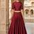 Maroon Silk Blend Embroidered Crop Top Lehengas