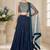 Blue Georgette Embroidered Crop Top Lehengas