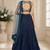 Blue Georgette Embroidered Crop Top Lehengas