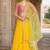 Yellow Georgette Embroidered Crop Top Lehengas