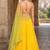 Yellow Georgette Embroidered Crop Top Lehengas