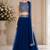 Blue Net Plain Crop Top Lehengas