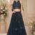 Electric Blue Net Embroidered Crop Top Lehengas