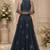 Electric Blue Net Embroidered Crop Top Lehengas