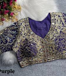Purple 3d peacock real mirror work italian silk blend blouse