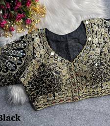 Black 3d peacock real mirror work italian silk blend blouse