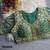 Green 3d peacock real mirror work italian silk blend blouse